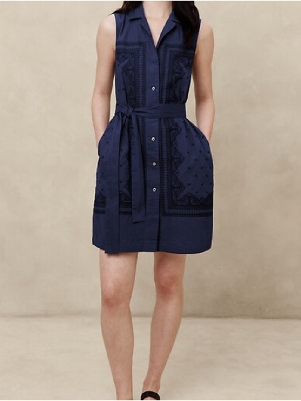 EMBROIDERED POPLIN MINI SHIRTDRESS